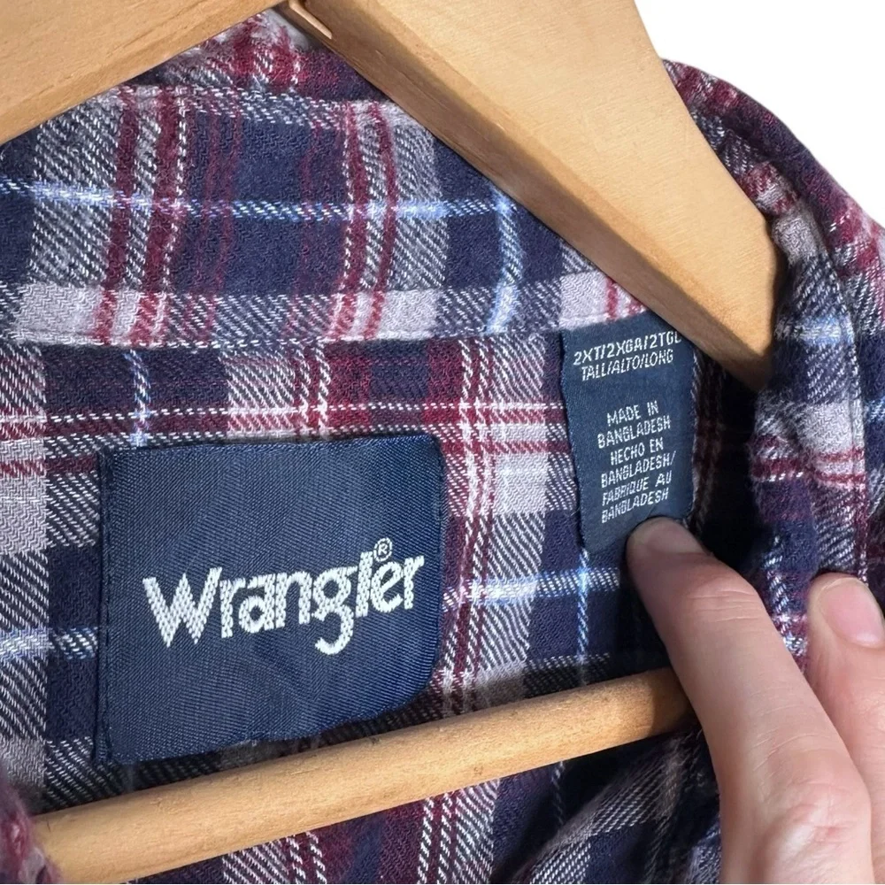 Vintage Wrangler Pearl Snap Western Flannel Shirt - Picture 6 of 7